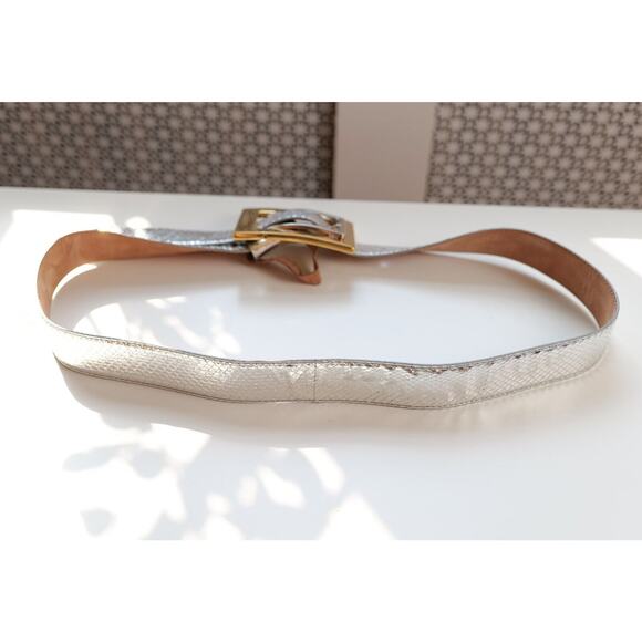 Dolce & Gabbana Vintage Silver Python Leather Belt (Size 34\